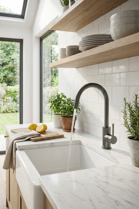 حنفية مطبخ قوس عالي – ستيل/جرافيت مطفي